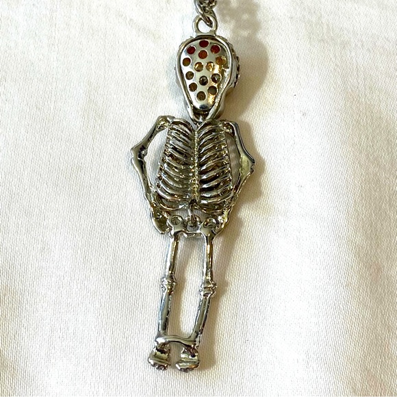 Pier 1 Imports Crystal Skeleton Necklace Jointed Head Legs - Picture 8 of 8